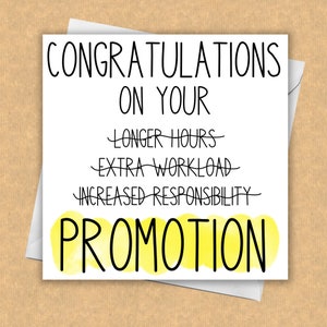 Promotion Card / You Got Promoted / New Job Card / Funny Card / Congratulations Card