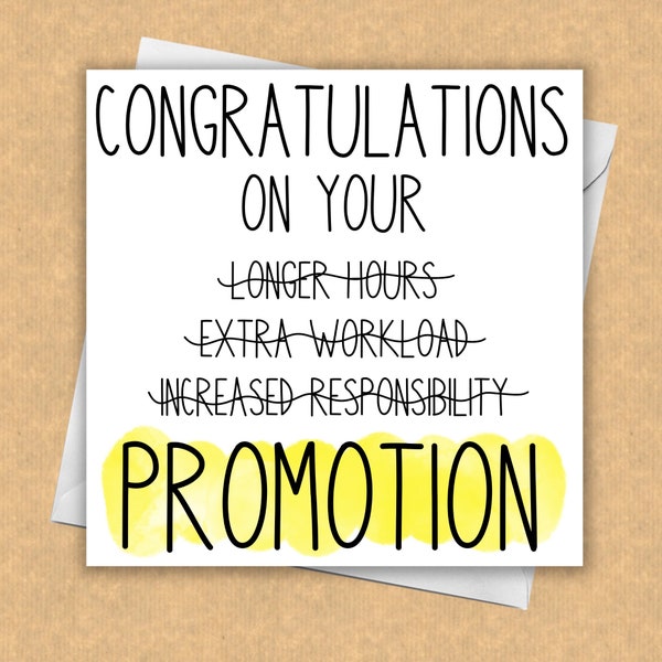 Promotion Card / You Got Promoted / New Job Card / Funny Card / Congratulations Card