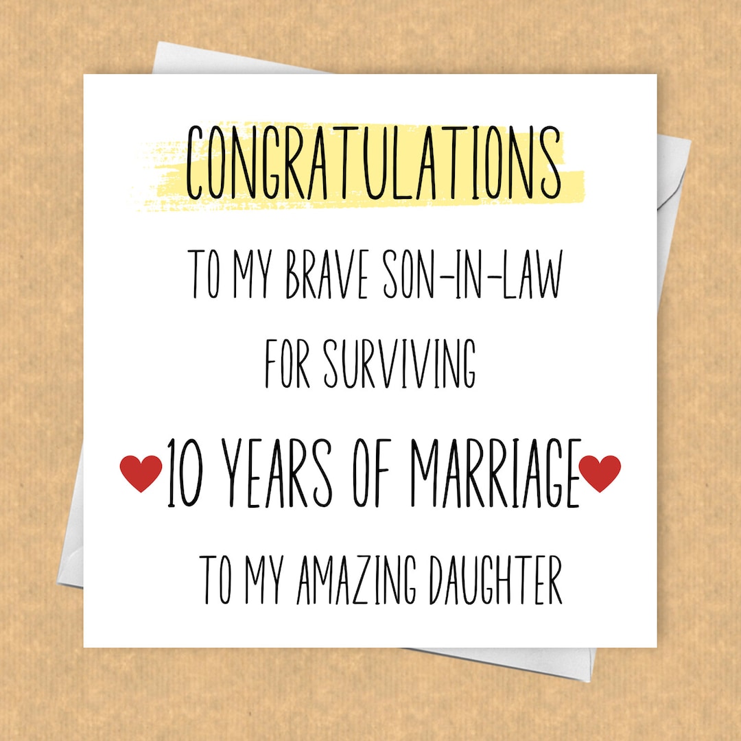 Funny Anniversary Card for Daughter and Son-in-law 10 Years - Etsy - Happy Anniversary Daughter And Son In Law Funny