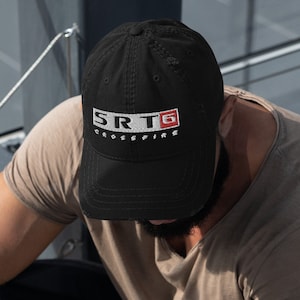 クロスファイアキャップ、ロードスターカーラバーズ、SRT 6 2005バージョン、カスタム刺繍、構造化されていないダメージ加工のダッドハットキャップ、はい、それは使い古した外観です