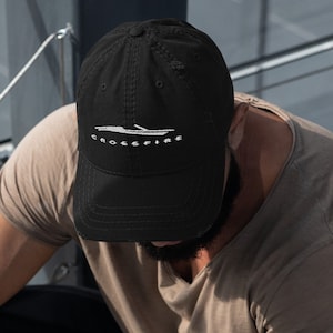 Crossfire Roadster Cap: Embroidered Distressed Dad Hat