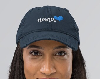 Embroidered Grandma Hat: Coastal Distressed Cap, Personalized Nana Gift
