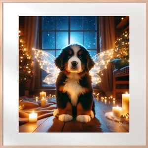 Berner Sennenhund Welpe Engel Digitale Kunst Foto Hund Weihnachtskarte Geschenk Beileid Karte Scrapbook 200x200 Rahmenable Erinnerungsvideo