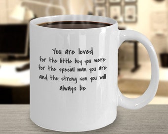 Mama zu Sohn geliebter Sohn Kaffeetasse: Sentimentales Geschenk für Sohn Vater zu Sohn Geschenk