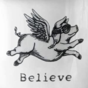 When Pigs Fly Enamel Camp Mug - Funny Flying Pig Coffee Cup