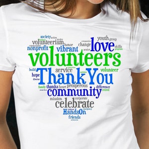 Volunteer Wertschätzung T-Shirt: Herz Wort Wolke, SoftSpun Baumwolle