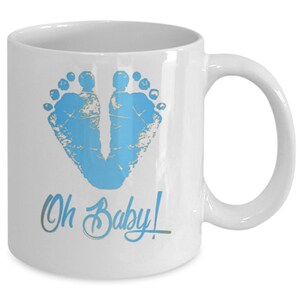 Baby Bump Boy Becher süßes Andenken Geschenk Baby Fußabdrücke Oh Baby Blau Jungen Füße für neue Mama Papa Oma erwartet Adoption neues Baby Shower Geschenk Bild 4