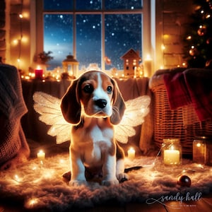 Chiot Beagle Angel Image de ma photo d'art numérique Dog Angel imprimable pour cartes Races de chiens cadeau carte de sympathie Scrapbooking à encadrer