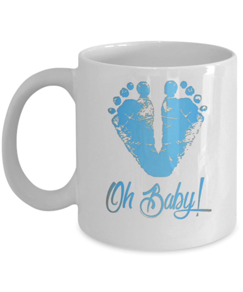 Baby Bump Boy Becher süßes Andenken Geschenk Baby Fußabdrücke Oh Baby Blau Jungen Füße für neue Mama Papa Oma erwartet Adoption neues Baby Shower Geschenk 11 Flüssigkeitsunzen