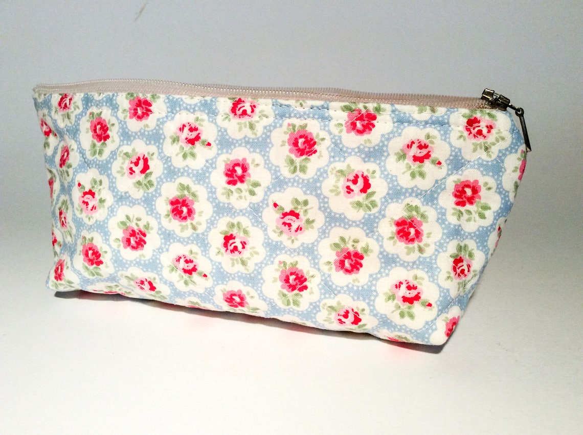 Cath Kidston zipper pouch/ blue makeup purse/ pencil case/ Etsy