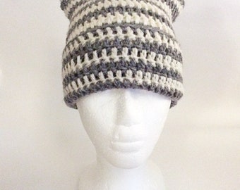 Gorro oreja de gato de ganchillo / sombrero de oreja de gato de ganchillo / sombrero de ganchillo gris crema / sombrero de invierno más cálido / regalo de Navidad / gorro de oreja de gato de punto / gorro de moda