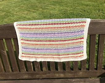 Crochet rainbow baby blanket/rainbow baby blanket/baby shower gift/nursery gift/baby car seat throw/pushchair blanket/rainbow blanket