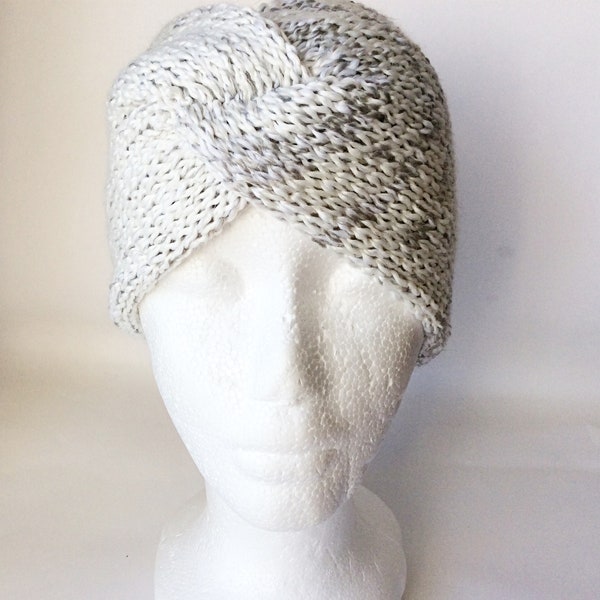 Girls twisted head warmer/twisted headband/grey headband/Christmas gift/Birthday gift/ultra warm headband/knitted gift/headband