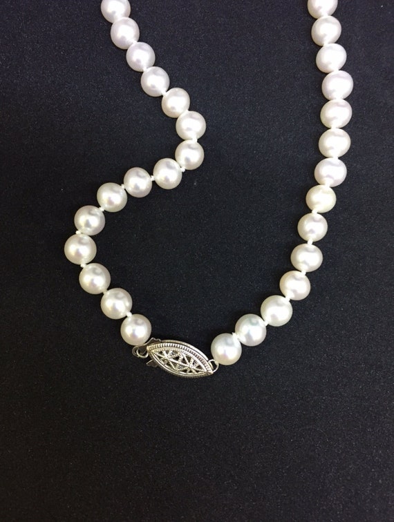 Cultured Pearls - 18" Sterling Silver Clasp - image 2