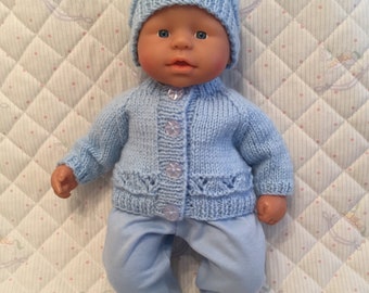 Little Boy Blue 3-pce Handknit Set to fit 36cm Baby Annabell / Alexander