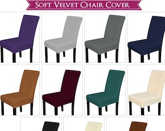 Velvet Stretch Covers for Chair, Dining Chair Slipcovers, Removable Washable Elastic Chair Protectors for Dining Room, Hotels, Banquet, Home