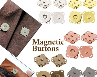 Magnetic Snap Clasps Fasteners Plum Shape Metal Sew on Closure for Leathercraft, Clothing, Purses, Bags, Leather Coat, Jacket, Handbag, 14mm