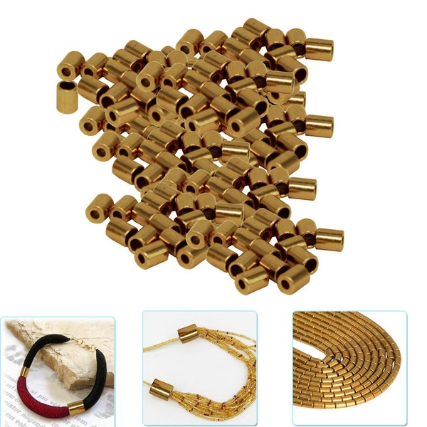 3.5mm Gold Bugle Beads Round Tube Beads, Bracelet Beads for Jewellery Making, Bracelets, Necklace, Embellishments, Arts & Crafts Projects