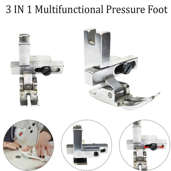 Pied-de-biche pour machine à coudre, 3 en 1 multifonction gauche et droit, pied-de-biche à point droit simple face pour accessoires de machines à coudre