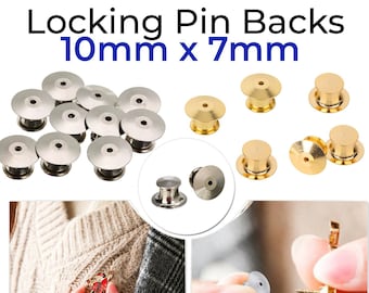 10mm x 7mm Silver/Gold Locking Pin Back Fastening Clasp Badge Back Clasp for Hooks, Art Craft, Name Tags, jewelry Making, Badges, jackets