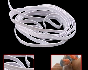 5mm White Flat Elastic Cord Elastic Thread, Smooth Finish Knit Stretch Elastic Band for Clothing, Knitting, Craft Projects, Jewelry Making