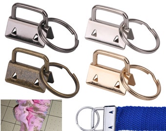 25mm Key Fob Hardware Wristlet Keychain Hardware with Split Rings Key Rings Lanyard Key Chains for Webbing Strap, Leather Belt, Bags, Purse