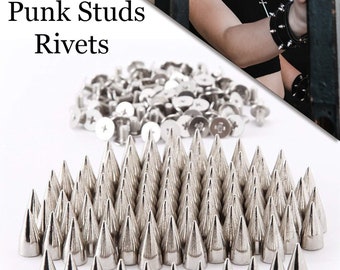 Spikes Cone Screw Back Studs Punk Rivet Studs Cone Spikes Studs Metal Spikes Rivet Bullet Spikes Screw Back Spikes for Jackets, Leathercraft