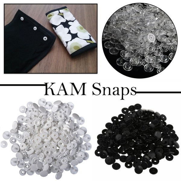 KAM Snaps Plastic Black, White Clear T3 T5 Sanp Buttons Push Button Fastener for Baby Bibs, Kid's Wear, Diapers, DIY Art & Craft Projects