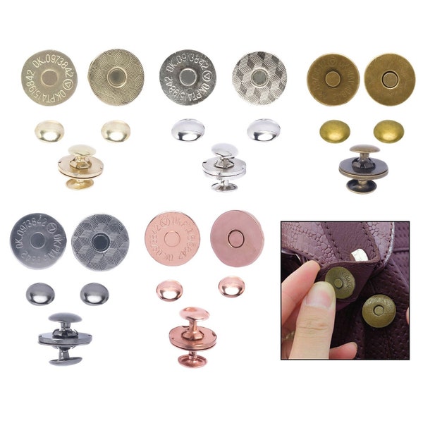 14mm Double Rivet Magnetic Snap Clasps Fasteners Metal Buttons Closure Button Clasps for Leathercraft, Clothing, Purses, Bags, Jackets