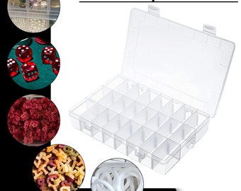 Storage Box 24 Adjustable Compartments Craft Storage Containers Plastic Box for Jewelry Findings Storing Beads Rivets Charms and Trinkets