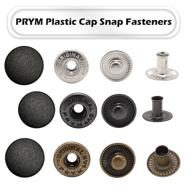 PRYM Small 4GB S Spring Press Studs Plastic Cap with Metal Back Snaps, Snap Fasteners Buttons for Leathercraft, Jackets, Clothing, Purses