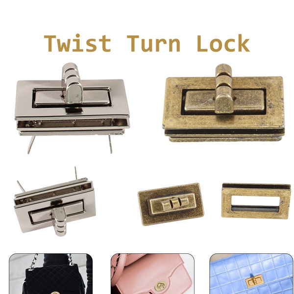 Purse Twist Turn Lock Clasp, Purse Closure Twist Lock Accessory Purse Lock for Handbag, Bag, Purse, Scrapbooking, Leathercraft, Art & Craft