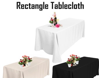 Rectangle Table Cloth, White, Black, Ivory Dining Tablecloth, Wedding Tablecloth, for Wedding, Event, Banquet, Home, Birthday Party Decor