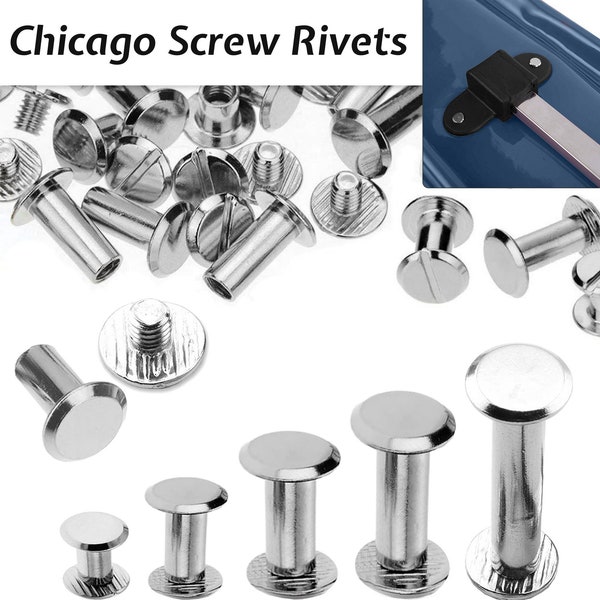 Chicago Screw Rivets, Nails Rivets Cross Head Button Rivets Round Flat Head Stud Book Binding Rivet for Leathercraft, Bookbinding, Crafting