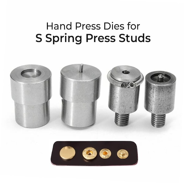 S Spring Press Studs Fixing Dies Compatible with Green Hand Press Machine, Hand Press Dies for Leathercraft, Jackets, Purse, Clothing Repair