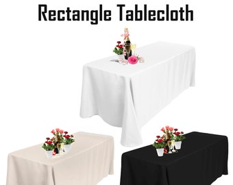 Polyester Tablecloth, White, Black, Ivory Dining Tablecloth, Rectangle Wedding Tablecloth, for Wedding, Event, Banquet, Birthday Party Decor