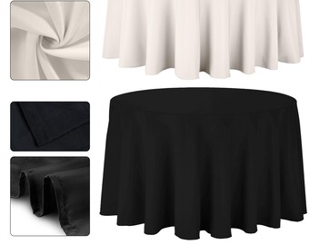 Round Tablecloth Polyester Linen Table Cloth White Black Ivory Dining Tablecloth for Wedding Banquet Outdoor Event Dining Table Decoration