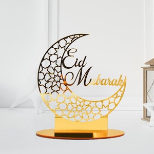 Eid Mubarak Acrylic Stand Ramadan Kareem Sign Eid Mubarak Sign Islamic Tabletop Sign Ramadan for Eid Home Table Decoration, Ramadan Eid Gift