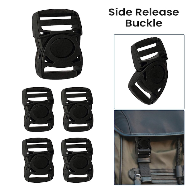 Schwarze Kunststoff-Entriegelungsschnalle zur Reparatur von Rucksäcken, verstellbare Paracord-Verschlüsse für Sicherheitsgepäck