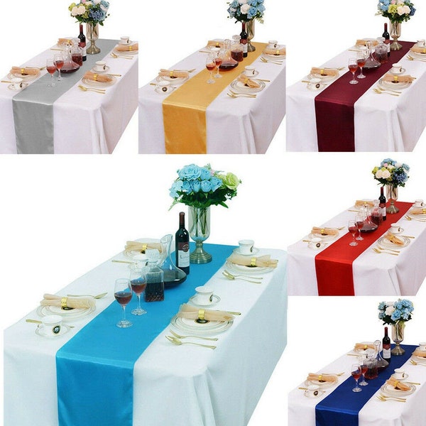 11" x 108" satin Table Runners Mariage Réception Banquet Party Lieu Décoration