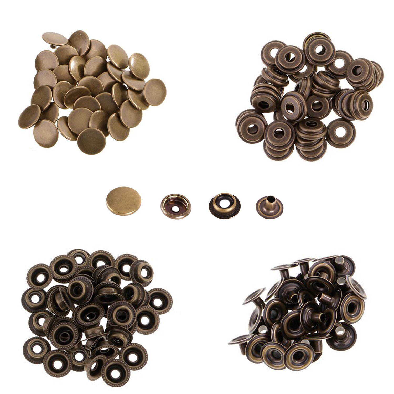 20mm Press Studs Snap Button Fasteners Four Part Press Studs Heavy Duty  Snaps for Leathercrafts, Jackets, Purses, Handbags, Craft Projects 