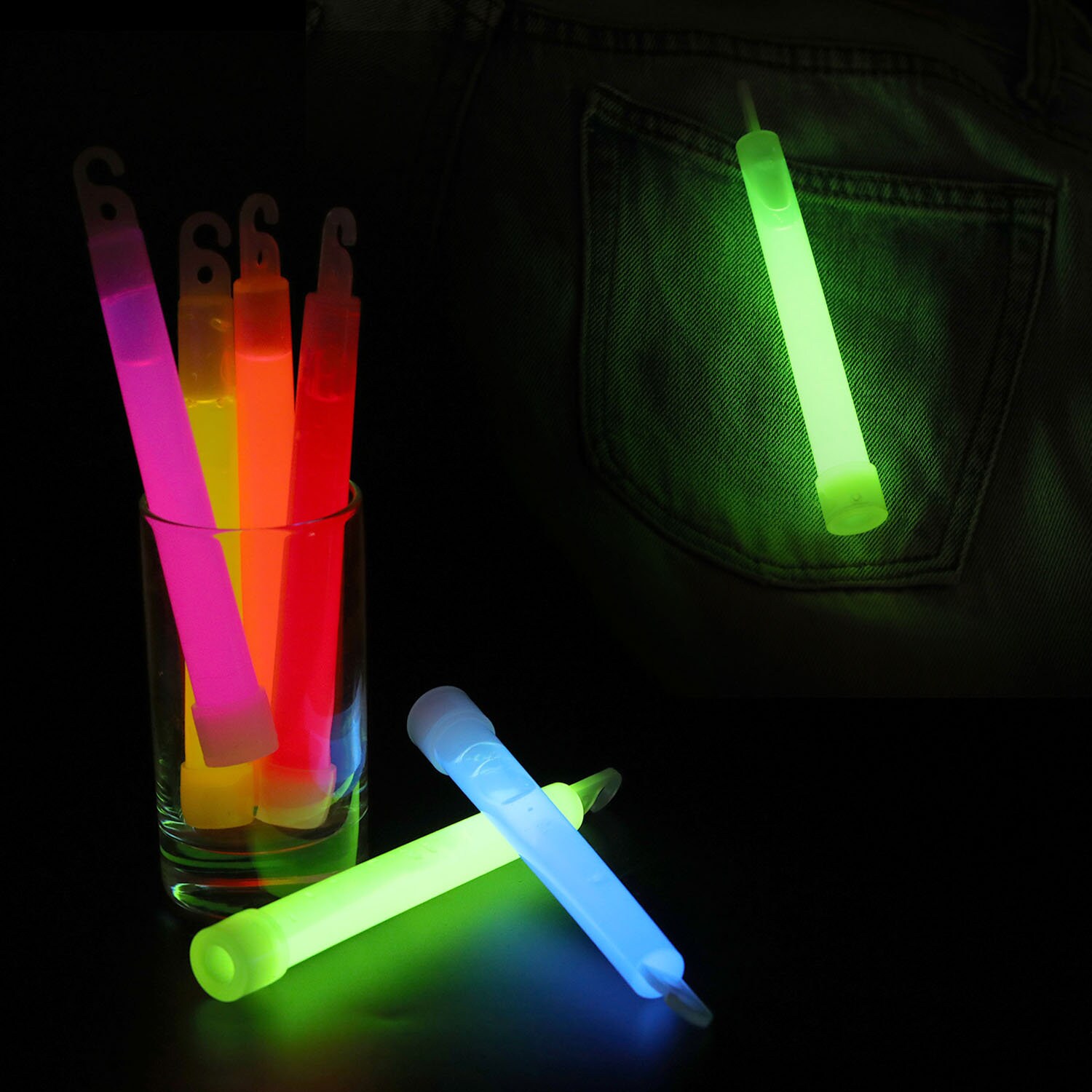 6 Premium Glow Sticks Neon Color Light Sticks Bright Etsy