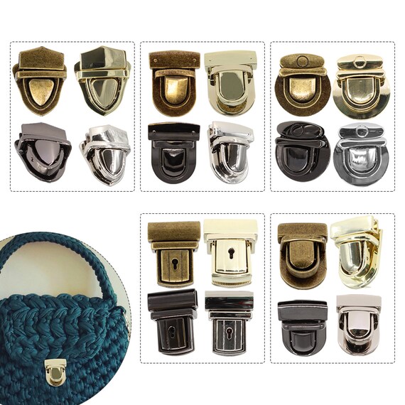 2Pcs DIY Bag Closure Catch Tuck Lock Clasp Fasteners for Leather Craft Metal Silver Round