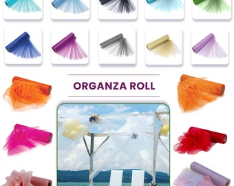 Organza Roll Fabric Door Decor Chair Bows Table Runner Sash Sheer Glitter Fabric Sash Wedding Venue Chair Bow Sash Dress Event 25m x 29cm