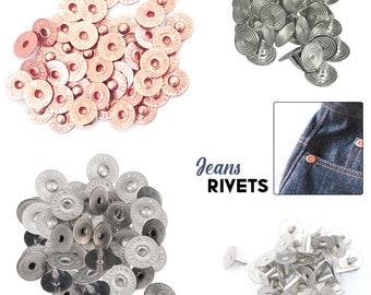 9.5mm Denim Rivets Jeans Chapeau en laiton décoratif Rivets remplacement pour jeans, vêtements, artisanat en cuir