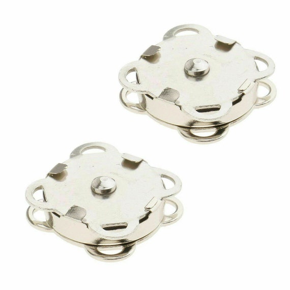 24 Sets Sew in Magnetic Plum Bag Clasps Button Snaps for Purses Handbag  Clothes Scrapbooking Closure Fastener Sewing Craft DIY (Silver) (18mm)