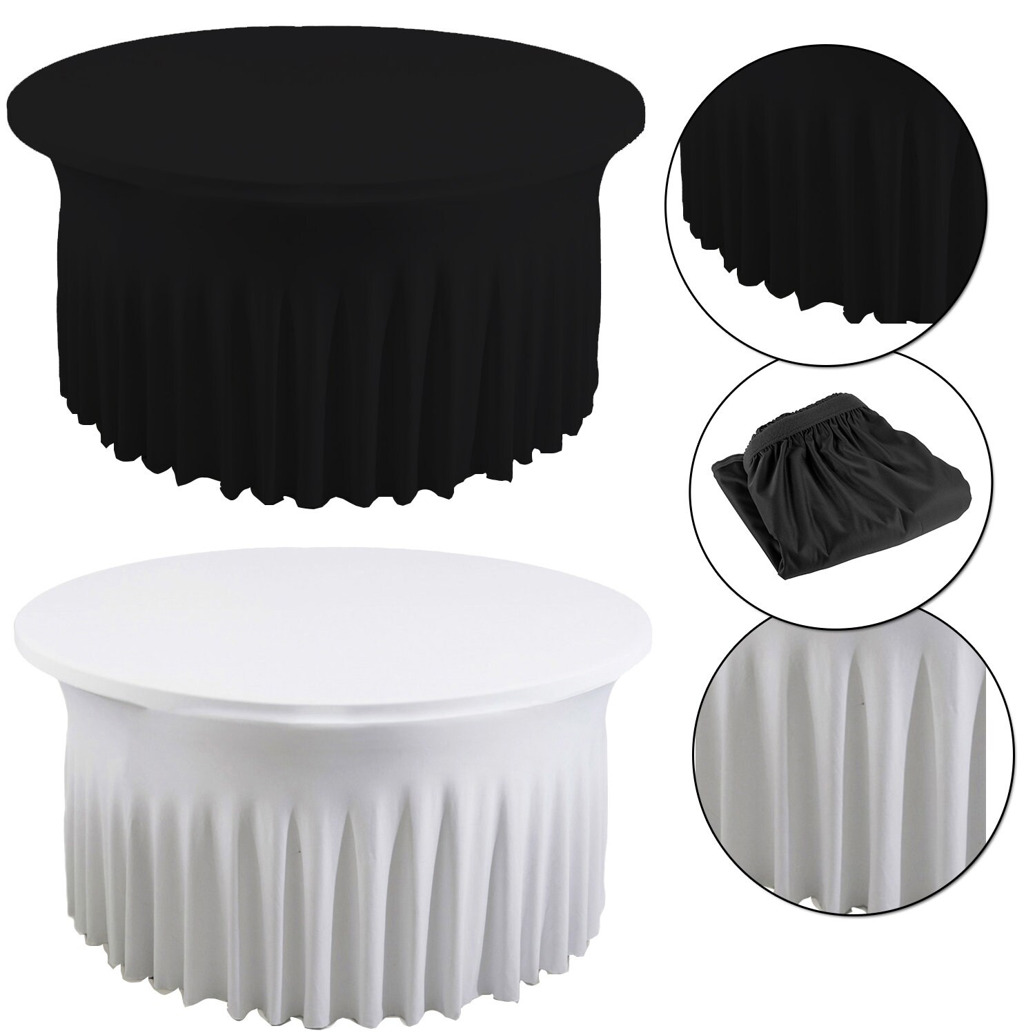 5ft Round Spandex Table Cloth Skirt Style Tableware White Etsy