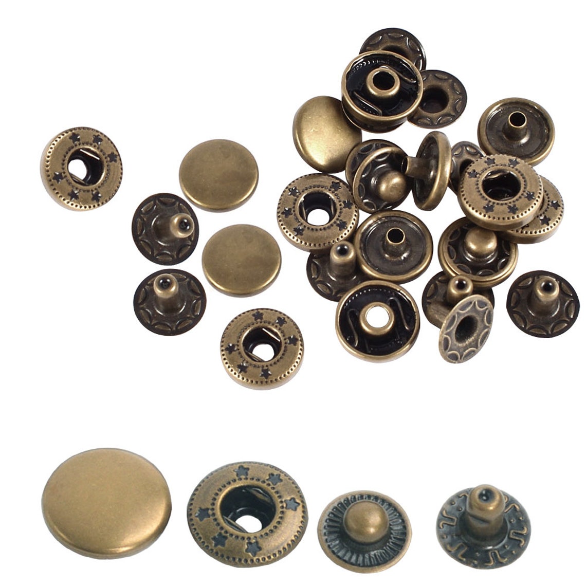 15mm Press Studs S Spring Bronze Press Studs Snap Fastener Etsy