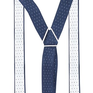 Men's Suspenders 25mm Y Shape Navy with White Dots Elastic Braces for Wedding, Fashion Accessory, Trousers, Denims, Formal & Casual Wear zdjęcie 4