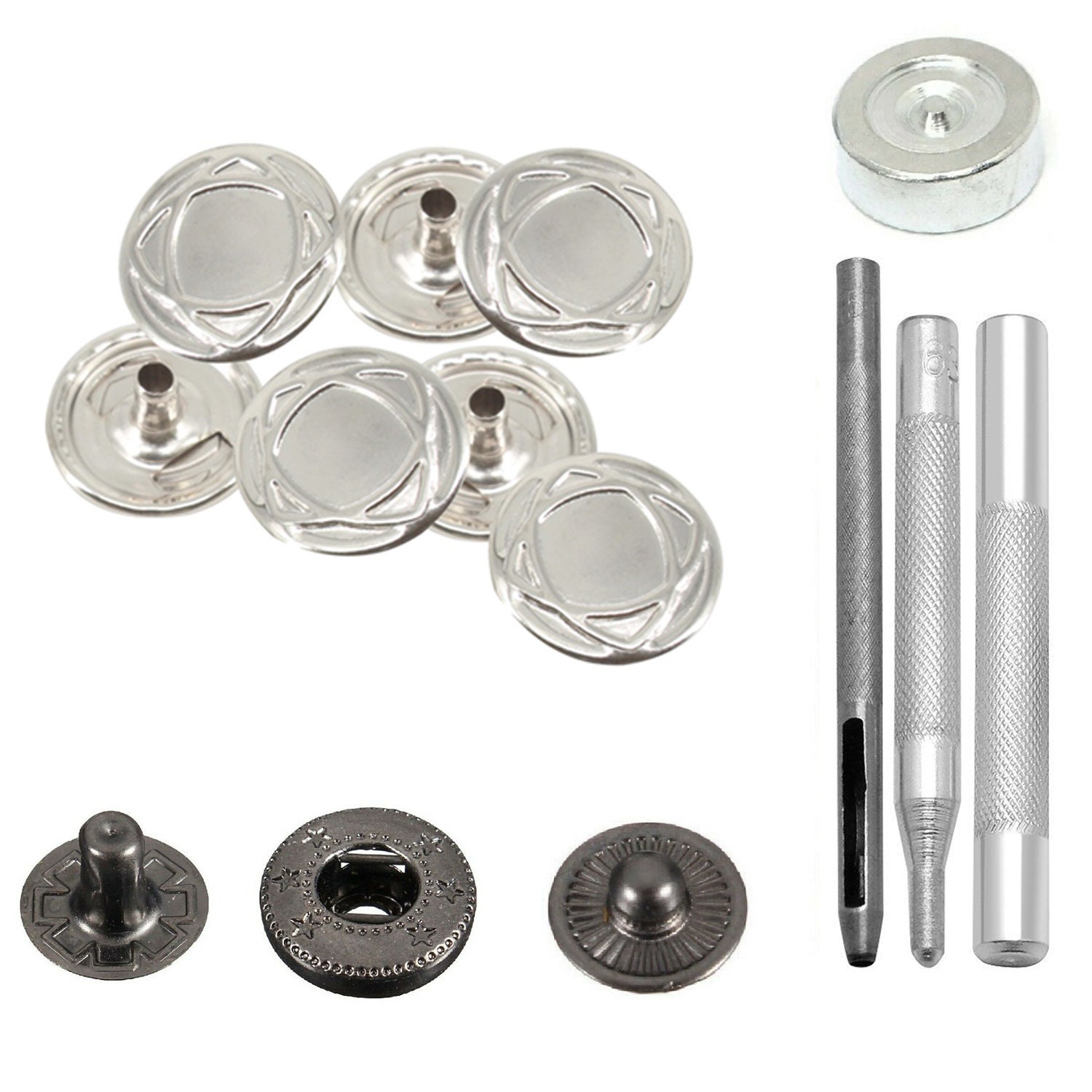 4 Part S Spring Press Studs Snap Fastener Gunmetal Back Snaps Etsy